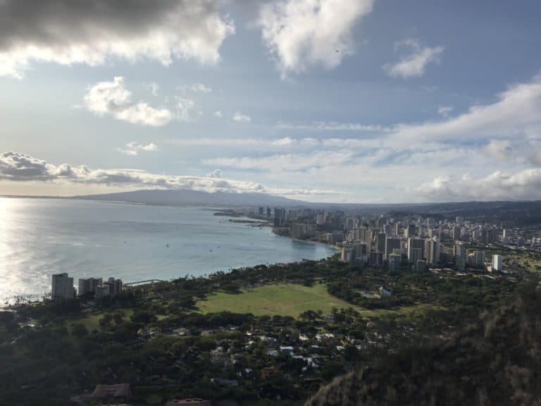 Hiking Diamond Head in Oahu, Hawaii with Kids 51 The view of Waikiki from Diamond Head