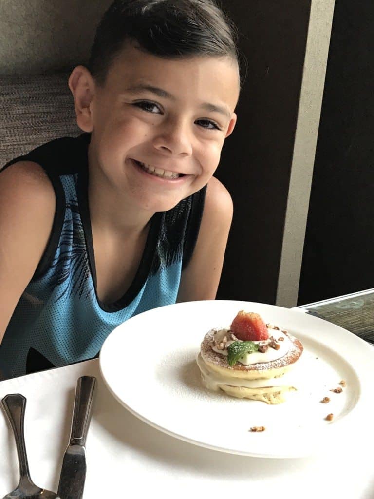 Shangri-La Chiang Mai 7 Jonah enjoying his pancakes at Shangri-la Chiang Mai Horizon Club lounge