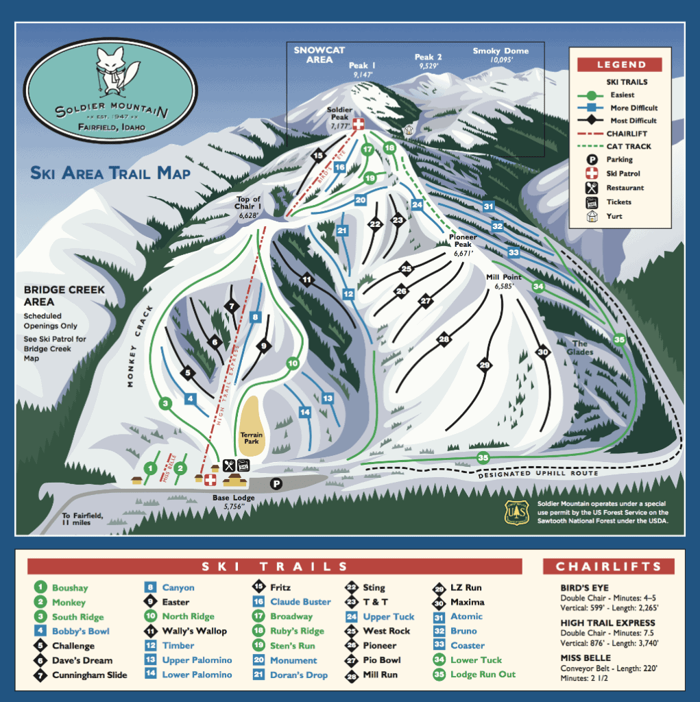 Soldier Mountain Ski Resort 4 Soldier Mountain Ski Resort Trail Map
